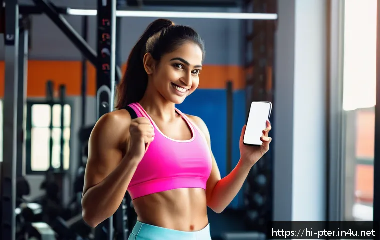 퍼스널트레이너 경력 개발 로드맵 - A confident Indian personal trainer in stylish workout attire (tank top and athletic shorts), demons...